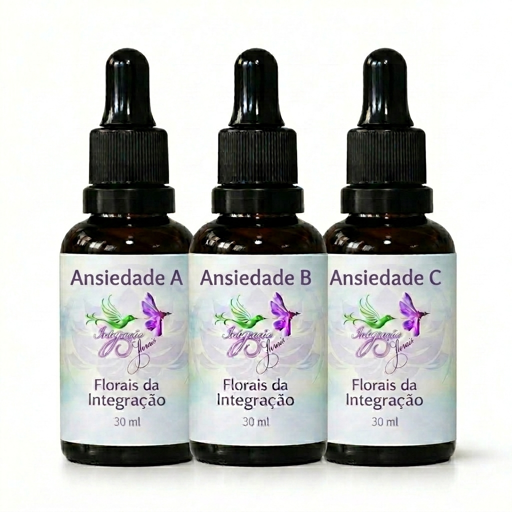 Kit Sequência Ansiedade da Florais da Integração com 3 frascos de 30 ml