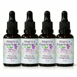 Kit Sequência Alegria e Esperança com quatro frascos de 30 ml - Florais da Integração
