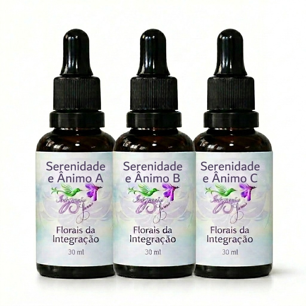Kit Sequência Serenidade e Ânimo com três frascos de 30 ml - Florais da Integração